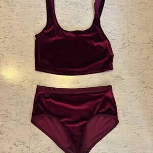 Anthropologie Burgundy Velvet Lounge Set – 2 Piece